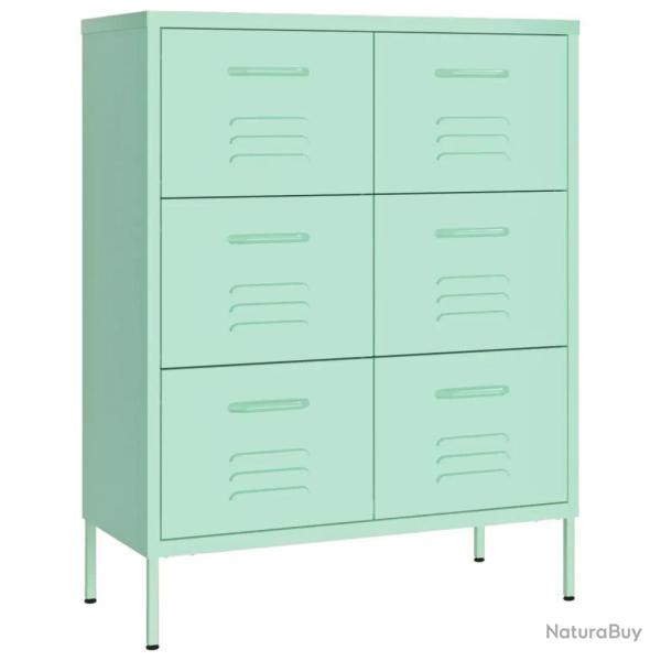 Armoire � tiroirs moderne rangement 80 x 35 x 101 cm avec 6 tiroirs glissi�res en acier menthe 02_0