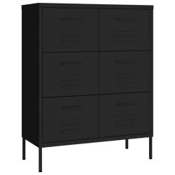Armoire &agrave; tiroirs noire 80 x 35 x 101,5 cm robuste rangement ergonomique design contemporain en aci