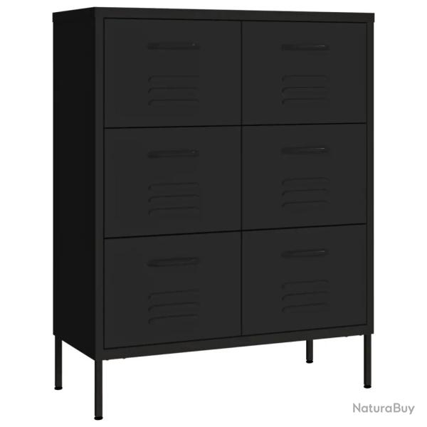 Armoire � tiroirs noire 80 x 35 x 101,5 cm robuste rangement ergonomique design contemporain en aci