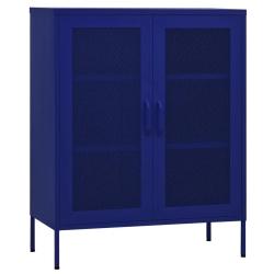 Armoire de rangement design pratique 80 x 35 x 101 cm avec &eacute;tag&egrave;res r&eacute;glables en acier bleu marine