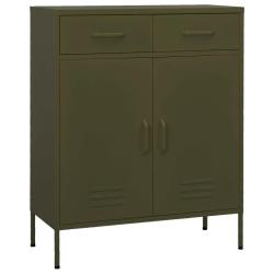 Armoire de rangement moderne 80 x 35 x 101,5 cm avec 2 tiroirs pratiques ambiance cosy en acier ver