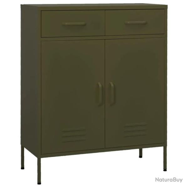 Armoire de rangement moderne 80 x 35 x 101,5 cm avec 2 tiroirs pratiques ambiance cosy en acier ver