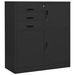Armoire de bureau avec &eacute;tag&egrave;re r&eacute;glable rangement 90 x 40 x 102 cm design moderne en acier anthraci