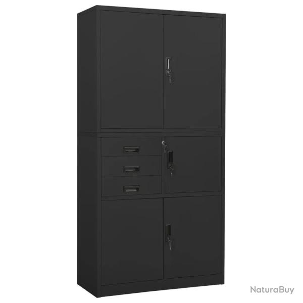 Armoire de bureau avec 3 �tag�res r�glables et casier design moderne 90 x 40 x 180 cm en acier anth