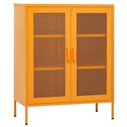 Armoire de rangement design pratique 80 x 35 x 101,5 cm ajustable en acier jaune moutarde 02_0046864