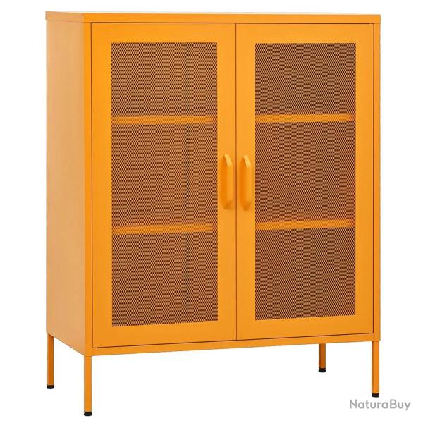 Armoire de rangement design pratique 80 x 35 x 101,5 cm ajustable en acier jaune moutarde 02_0046864