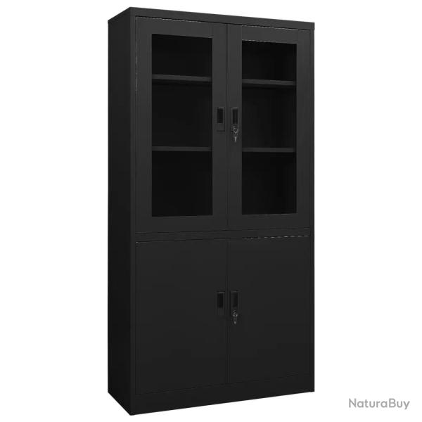 Armoire de bureau avec 3 �tag�res r�glables rangement s�curis� 90 x 40 x 180 cm en acier noir 02_00