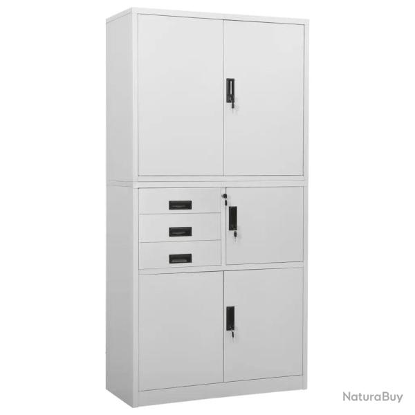 Armoire de bureau design moderne rangement 90 x 40 x 180 cm avec 3 �tag�res r�glables en acier gris