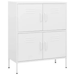 Armoire de rangement avec 2 &eacute;tag&egrave;res r&eacute;glables style moderne bureau 80 x 35 x 101 cm en acier blanc