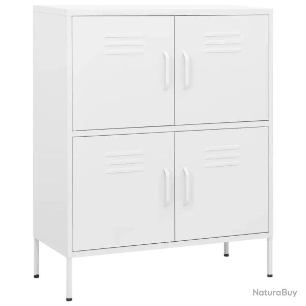 Armoire de rangement avec 2 �tag�res r�glables style moderne bureau 80 x 35 x 101 cm en acier blanc