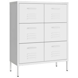 Armoire &agrave; tiroirs blanche 80 x 35 x 101 cm 6 tiroirs glissi&egrave;res &agrave; billes design moderne en acier bl