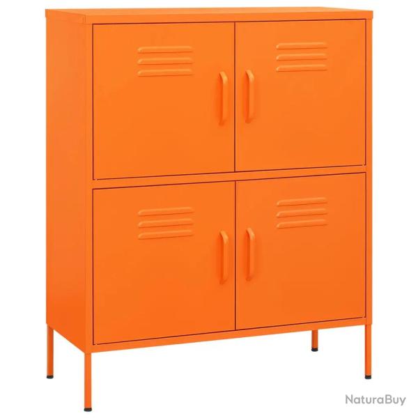 Armoire de rangement 80 x 35 x 101 cm avec 2 �tag�res r�glables design moderne en acier orange 02_0