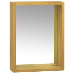 Armoire &agrave; miroir &agrave; &eacute;tag&egrave;re ouverte design moderne murale 30 x 10 x 40 cm en bois de teck naturel 02