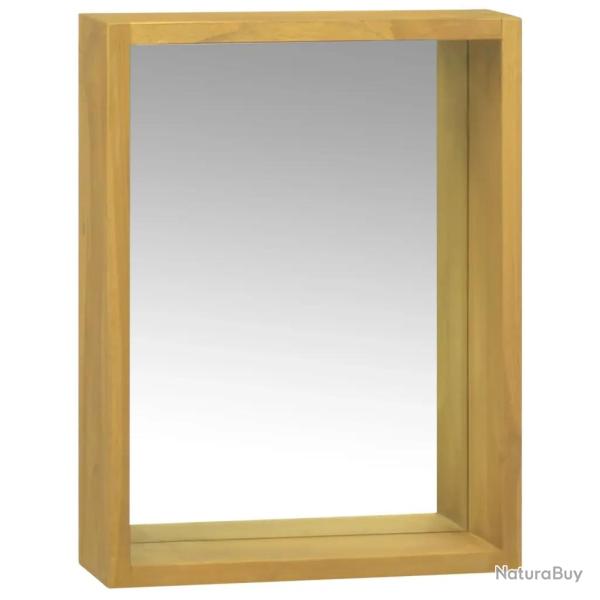 Armoire � miroir � �tag�re ouverte design moderne murale 30 x 10 x 40 cm en bois de teck naturel 02