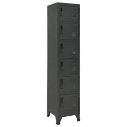 Armoire &agrave; casiers moderne avec 6 portes verrouillables 38 x 40 x 180 cm en acier anthracite 02_0047