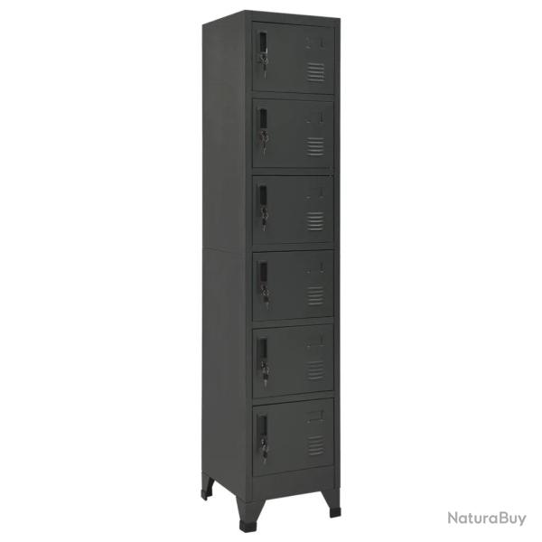 Armoire � casiers moderne avec 6 portes verrouillables 38 x 40 x 180 cm en acier anthracite 02_0047