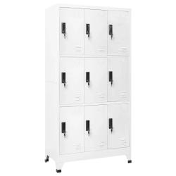 Armoire &agrave; casiers moderne bureau 90 x 45 x 180 cm avec portes verrouillables design en acier blanc