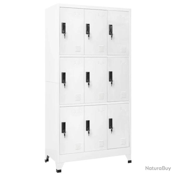 Armoire � casiers moderne bureau 90 x 45 x 180 cm avec portes verrouillables design en acier blanc