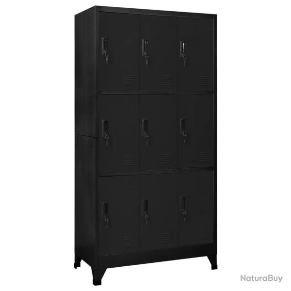 Armoire � casiers moderne design bureau 90 x 45 x 180 cm 9 portes verrouillables en acier noir 02_0