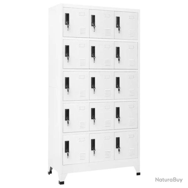 Armoire � casiers moderne rangement 90 x 40 x 180 cm design acier blanc 02_0047031