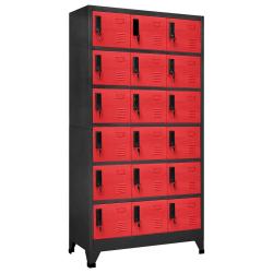 Armoire &agrave; casiers moderne avec portes verrouillables 90 x 40 x 180 cm en acier anthracite 02_0047043