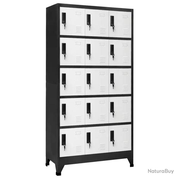 Armoire � casiers moderne avec 15 portes verrouillables 90 x 40 x 180 cm en acier anthracite 02_004