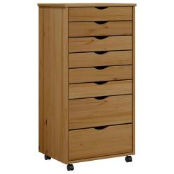 Armoire roulante avec tiroirs 53 x 39 x 103 cm design rustique conviviale bureau en bois de pin mar