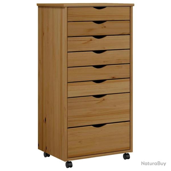 Armoire roulante avec tiroirs 53 x 39 x 103 cm design rustique conviviale bureau en bois de pin mar