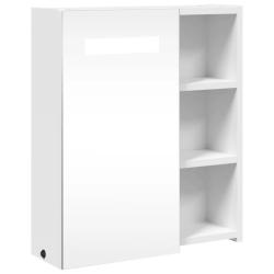 Armoire de salle de bain murale &eacute;pur&eacute;e rangement avec LED 45 x 13 x 52 cm en bois blanc 02_0047265