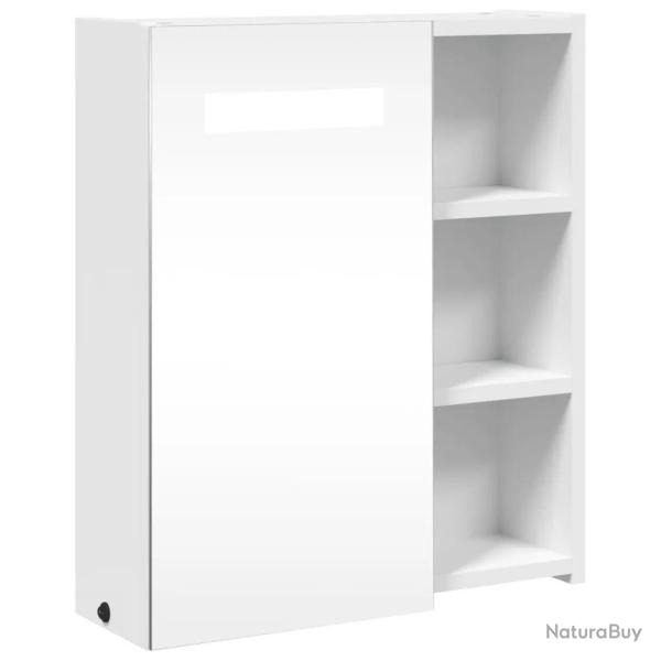 Armoire de salle de bain murale �pur�e rangement avec LED 45 x 13 x 52 cm en bois blanc 02_0047265
