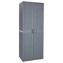 Armoire de rangement de jardin avec 4 &eacute;tag&egrave;res 65 x 45 x 172 cm design pratique en PP gris 02_00474