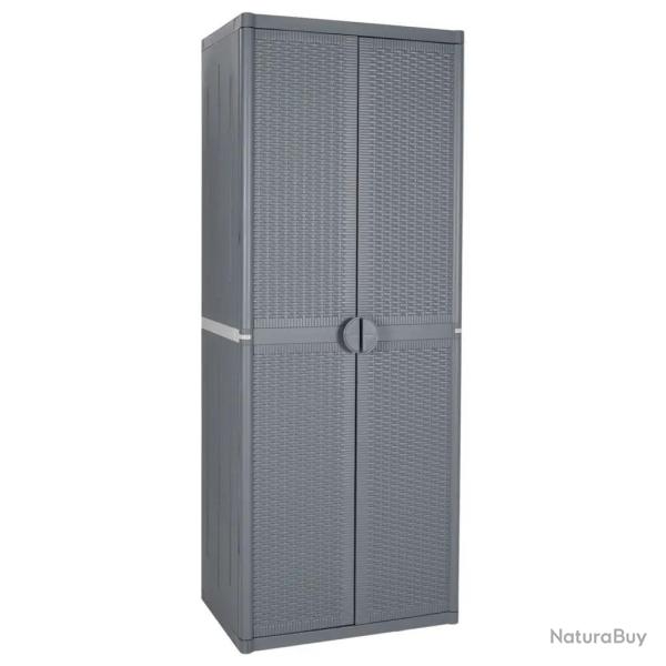 Armoire de rangement de jardin avec 4 �tag�res 65 x 45 x 172 cm design pratique en PP gris 02_00474
