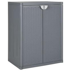Armoire de rangement de jardin 65 x 45 x 88 cm avec 2 &eacute;tag&egrave;res design &eacute;l&eacute;gante en PP gris 02_0047403
