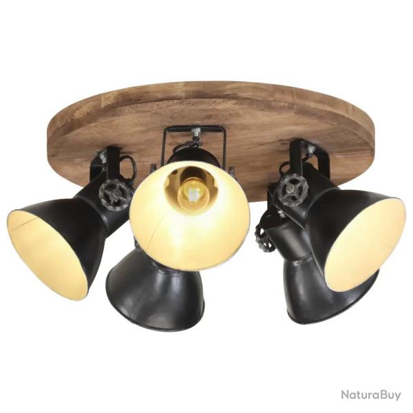 Plafonnier � 5 abat-jour style industriel moderne salon bureau 50 x 50 x 25 cm en fer noir 02_00474