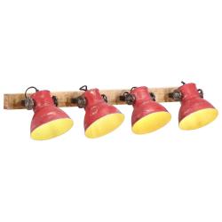Lampe murale industrielle design rustique 90 x 25 cm 4 abat-jours ambiance cosy en fer rouge d&eacute;lav&eacute;