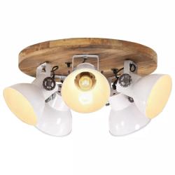 Plafonnier 5 abat-jour style industriel rustique ambiance cosy 50 x 50 x 25 cm en bois de manguier