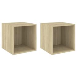 Lot de 2 armoires murales d&eacute;coratives pratiques 37 x 37 x 37 cm en bois d'ing&eacute;nierie ch&ecirc;ne sonoma 0