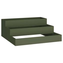 Cache-pot de jardin ext&eacute;rieur moderne esth&eacute;tique durable 90 x 90 x 35 cm en m&eacute;tal vert olive 02_005