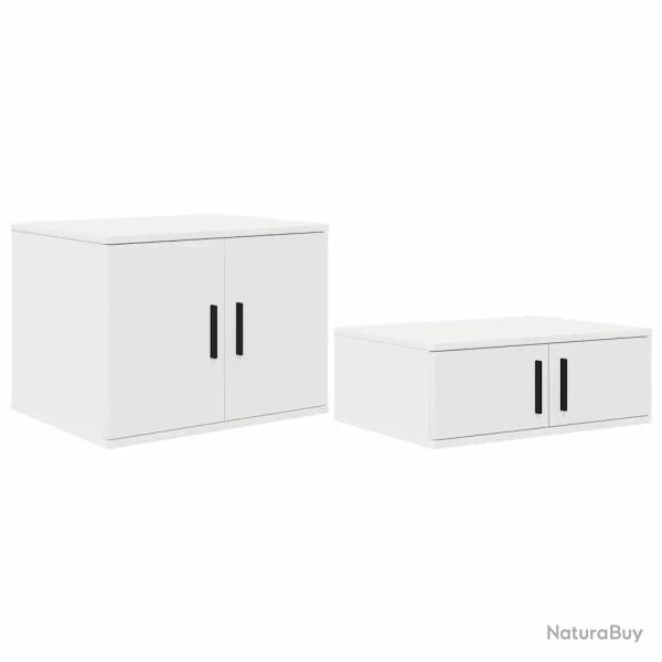 Armoire de rangement moderne avec 2 �tag�res 103 x 41 x 40 cm en bois d'ing�nierie blanc 02_0052126