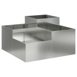 Cache-pot rectangulaire design moderne jardin terrasse 100 x 100 x 48 cm en acier galvanis&eacute; argent