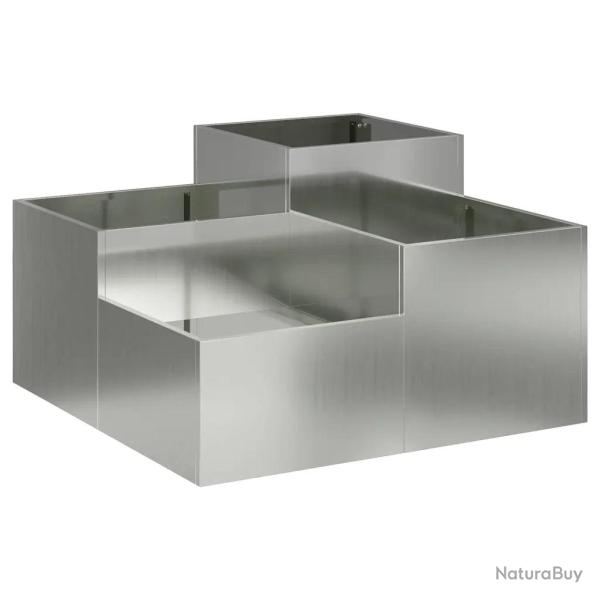 Cache-pot rectangulaire design moderne jardin terrasse 100 x 100 x 48 cm en acier galvanis� argent