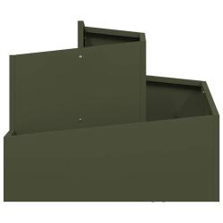 Cache-pot de jardin moderne ext&eacute;rieur 60 x 60 x 50 cm style industriel en acier vert olive 02_00522