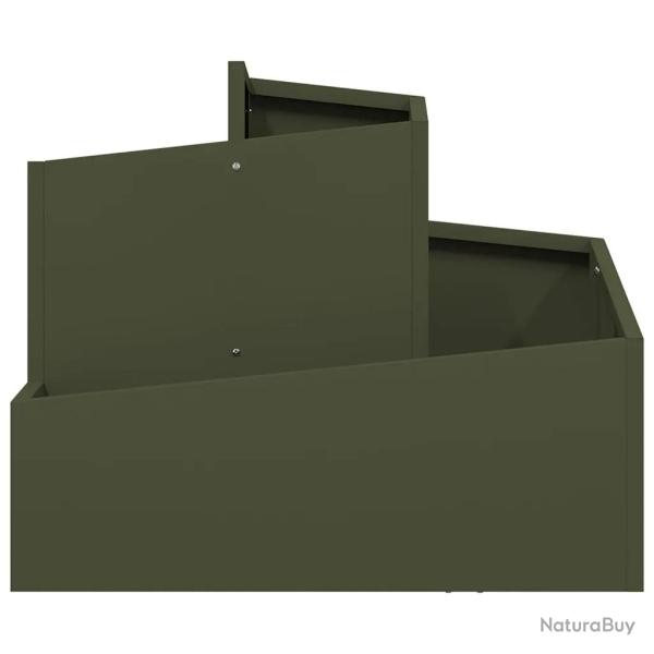 Cache-pot de jardin moderne ext�rieur 60 x 60 x 50 cm style industriel en acier vert olive 02_00522