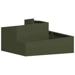 Cache-pot de jardin design moderne ext&eacute;rieur 80 x 80 x 50 cm en acier vert olive 02_0052221