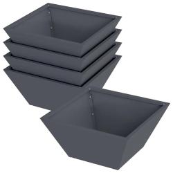 Lot de 5 cache-pots de jardin trap&eacute;zo&iuml;daux modernes 35 x 35 x 15 cm en acier anthracite 02_0052359