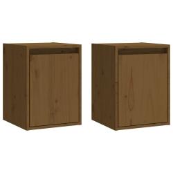 Lot de 2 armoires murales pratiques en bois de pin massif 30 x 30 x 40 cm d&eacute;coration contemporaine