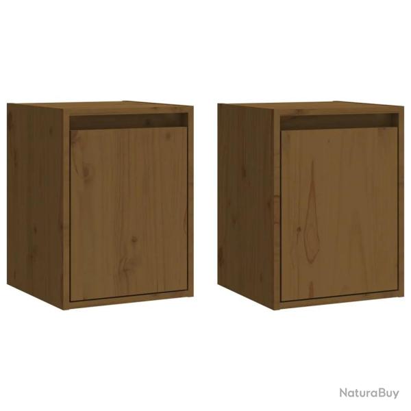 Lot de 2 armoires murales pratiques en bois de pin massif 30 x 30 x 40 cm d�coration contemporaine