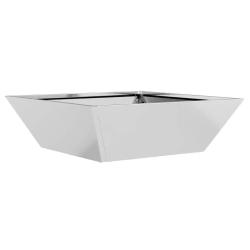 Cache-pot de jardin trap&eacute;zo&iuml;dal moderne design minimaliste 50 x 50 x 15 cm en acier galvanis&eacute; argen