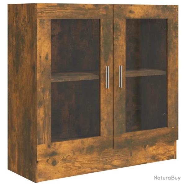 Armoire � vitrine moderne style classique 82,5 x 30,5 x 80 cm en bois d'ing�nierie ch�ne fum� 02_00
