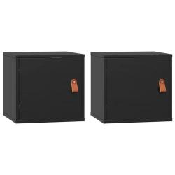 Lot de 2 armoires murales en bois de pin massif noir design rustique pratique rangement 31,5 x 30 x